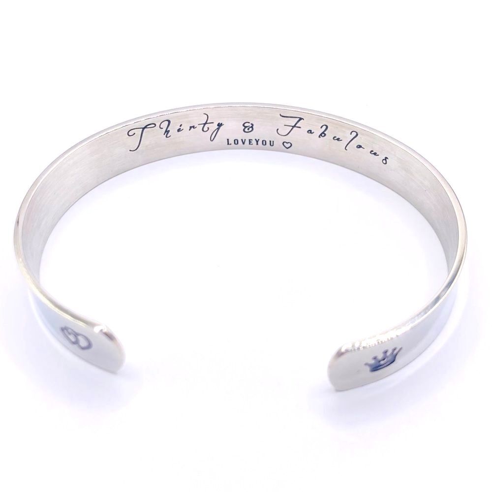 Silver Cuff Bracelet Minimalist 30th Birthday Cuff Bracelet